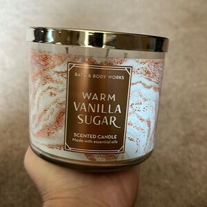 Bath & Body Works 3 Wick Candle, Warm Vanilla Sugar.